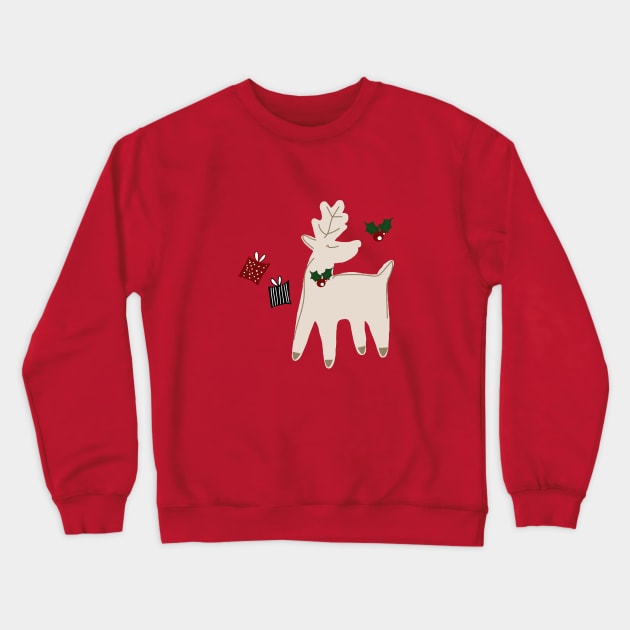 Cute Reindeer Crewneck Sweatshirt by bruxamagica